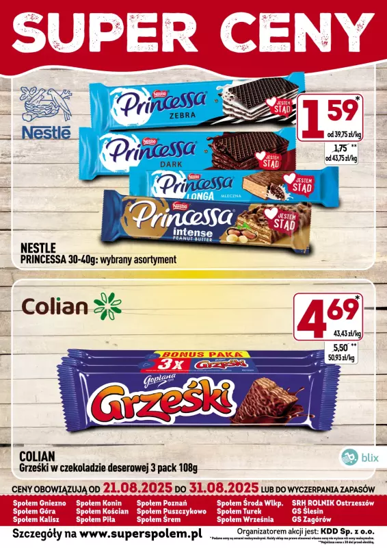Społem - Blisko i Korzystnie - gazetka promocyjna Super ceny! od czwartku 21.08 do niedzieli 31.08