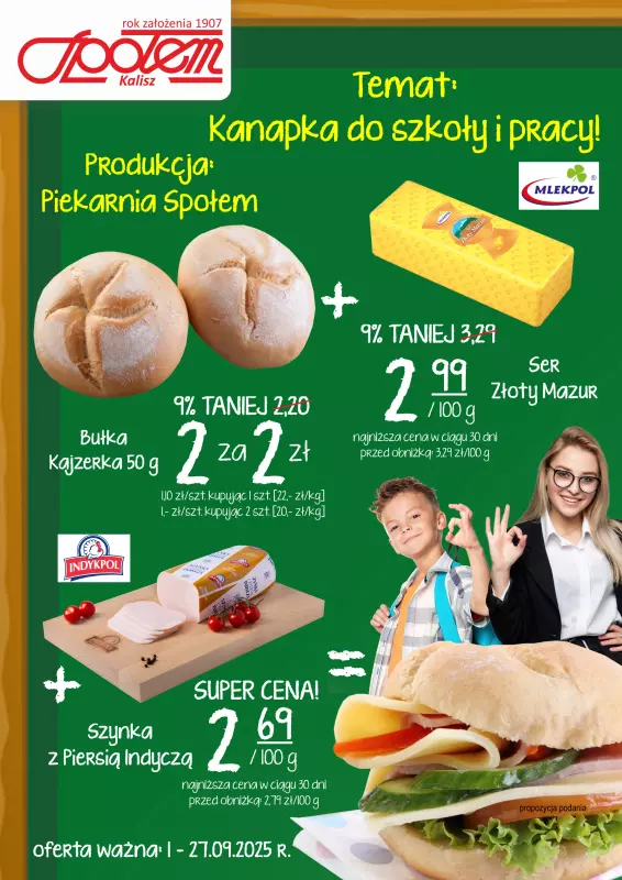Społem - Blisko i Korzystnie - gazetka promocyjna Plakat promocyjny PSS Kalisz od poniedziałku 01.09 do soboty 27.09