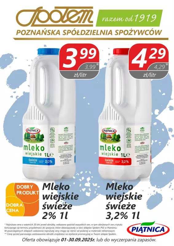 Społem - Blisko i Korzystnie - gazetka promocyjna Plakaty promocyjne PSS Poznań od wtorku 09.09 do wtorku 30.09