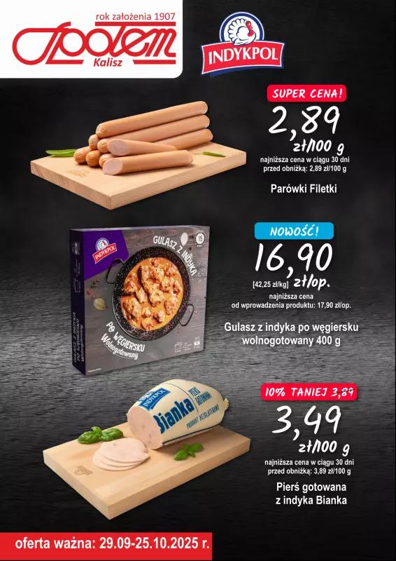 Społem - Blisko i Korzystnie - gazetka promocyjna Plakat promocyjny PSS Kalisz od poniedziałku 29.09 do soboty 25.10