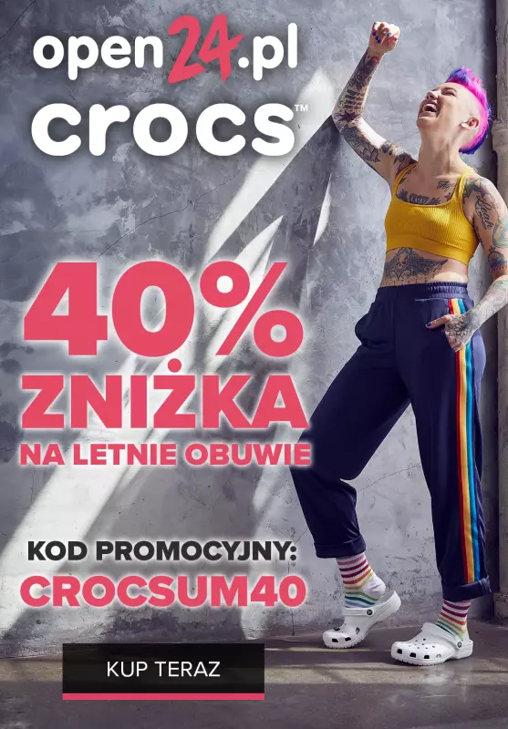 open24.pl - gazetka promocyjna -40% na letnie obuwie Crocs od środy 07.10 do czwartku 22.10