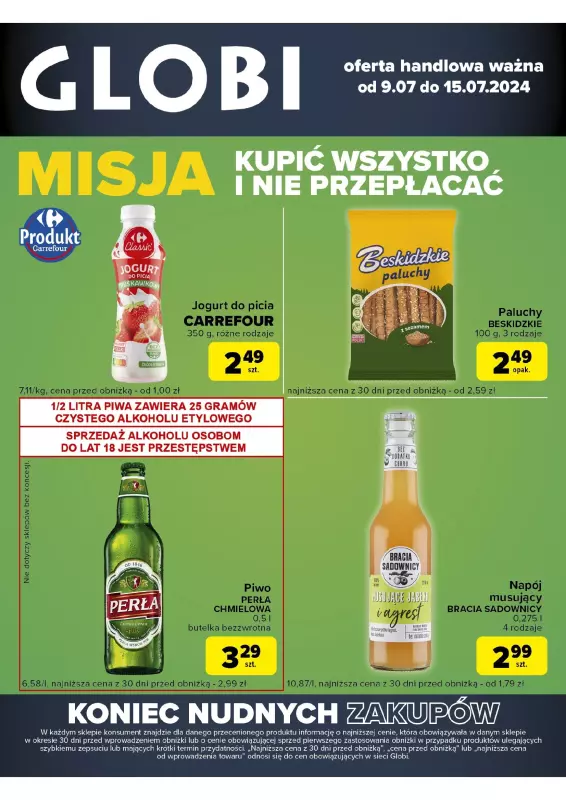 Globi - gazetka promocyjna Gazetka Globi od wtorku 09.07 do poniedziałku 15.07