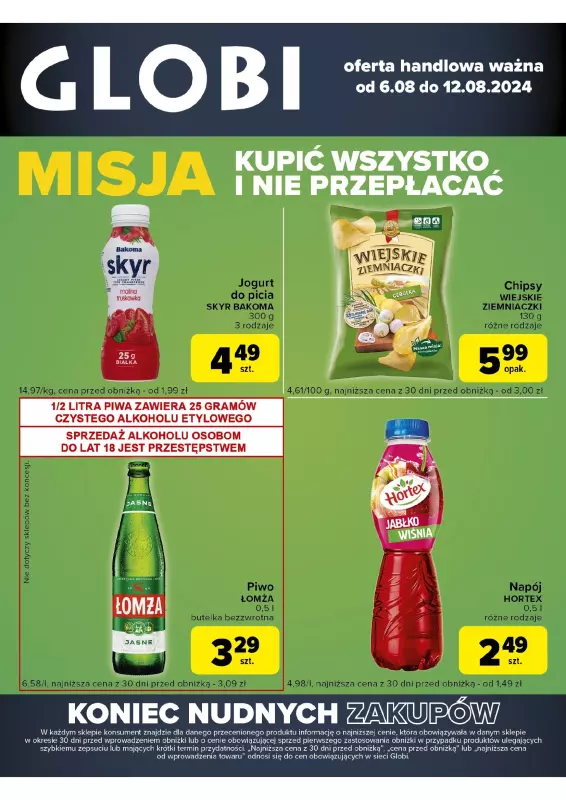 Globi - gazetka promocyjna Gazetka Globi od wtorku 06.08 do poniedziałku 12.08