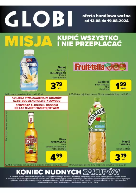 Globi - gazetka promocyjna Gazetka Globi od wtorku 13.08 do poniedziałku 19.08