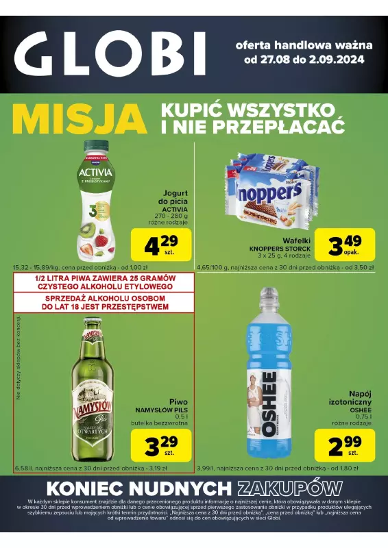 Globi - gazetka promocyjna Gazetka Globi od wtorku 27.08 do poniedziałku 02.09