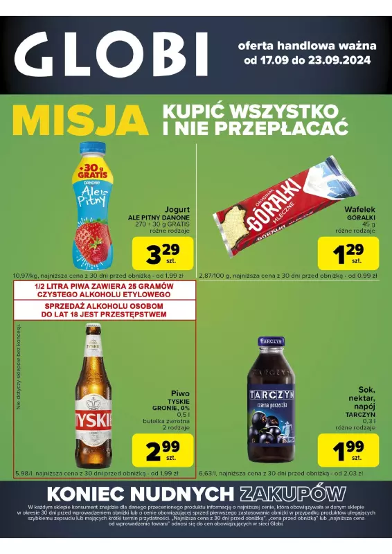 Globi - gazetka promocyjna Gazetka Globi od wtorku 17.09 do poniedziałku 23.09