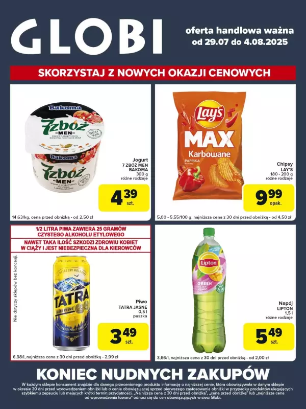 Globi - gazetka promocyjna Gazetka Globi od wtorku 29.07 do poniedziałku 04.08