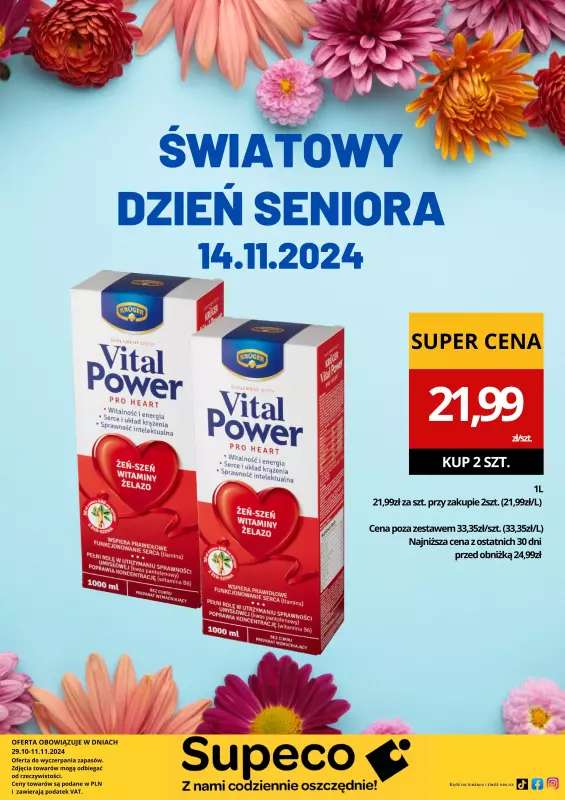 Supeco - gazetka promocyjna Dzień Seniora od wtorku 29.10 do poniedziałku 11.11