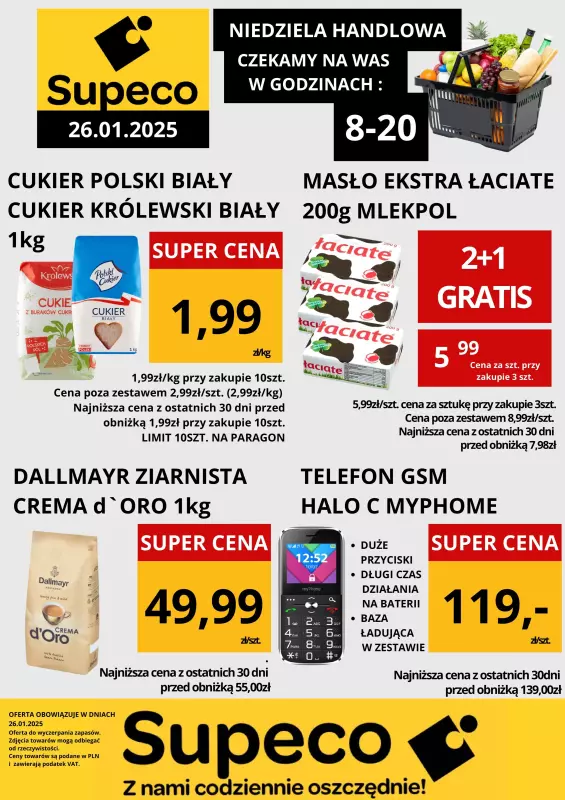 Supeco - gazetka promocyjna Niedziela Handlowa 26.01.2025 od niedzieli 26.01 do niedzieli 26.01