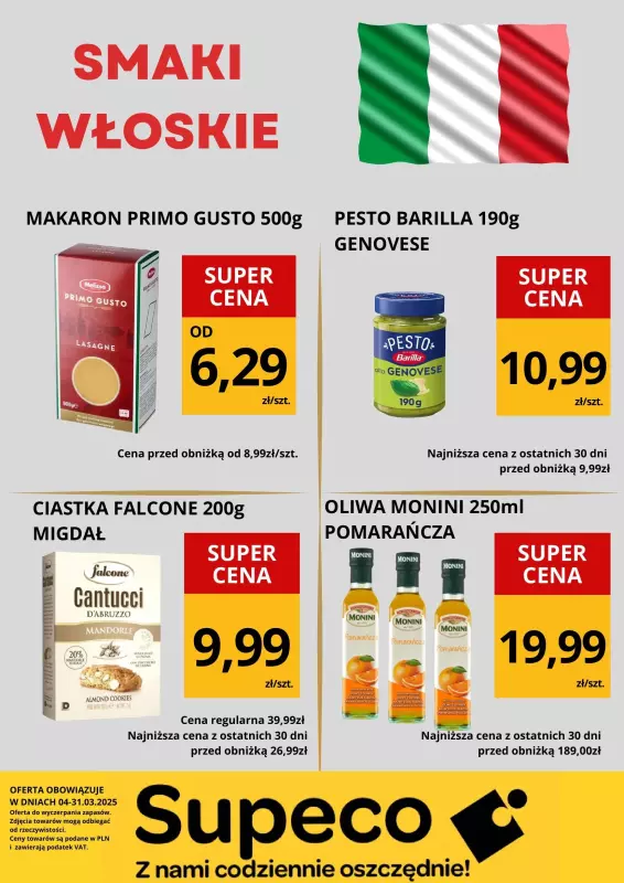 Supeco - gazetka promocyjna Smaki Włoskie od wtorku 04.03 do poniedziałku 31.03