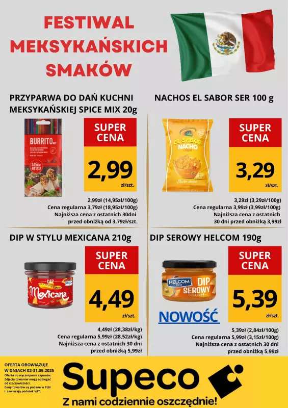 Supeco - gazetka promocyjna Kuchnia Meksykańska od piątku 02.05 do soboty 31.05