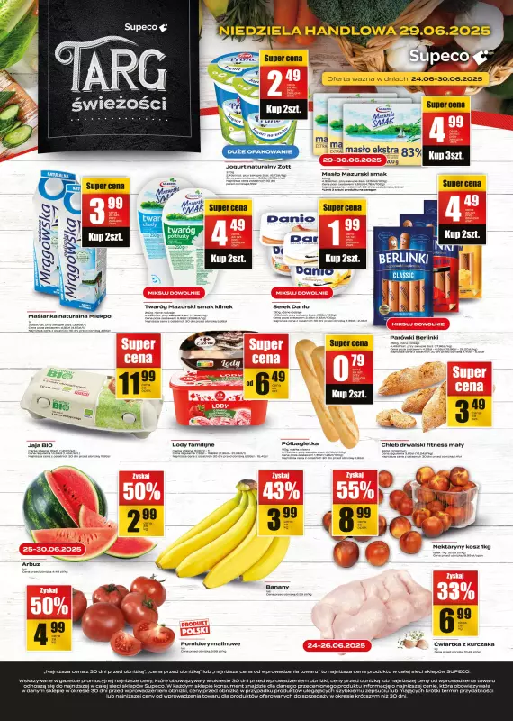 Supeco - gazetka promocyjna Targ świeżości od wtorku 24.06 do poniedziałku 30.06