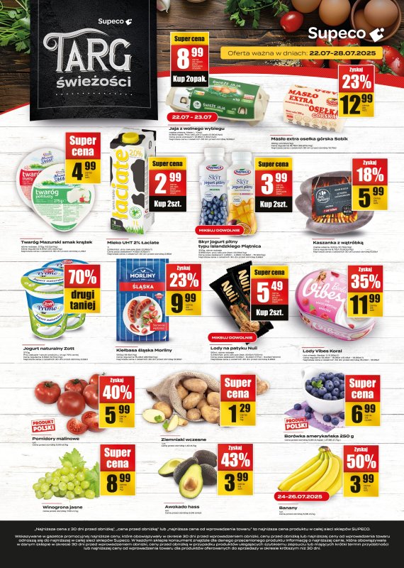 Supeco - gazetka promocyjna Targ świeżości od wtorku 22.07 do poniedziałku 28.07