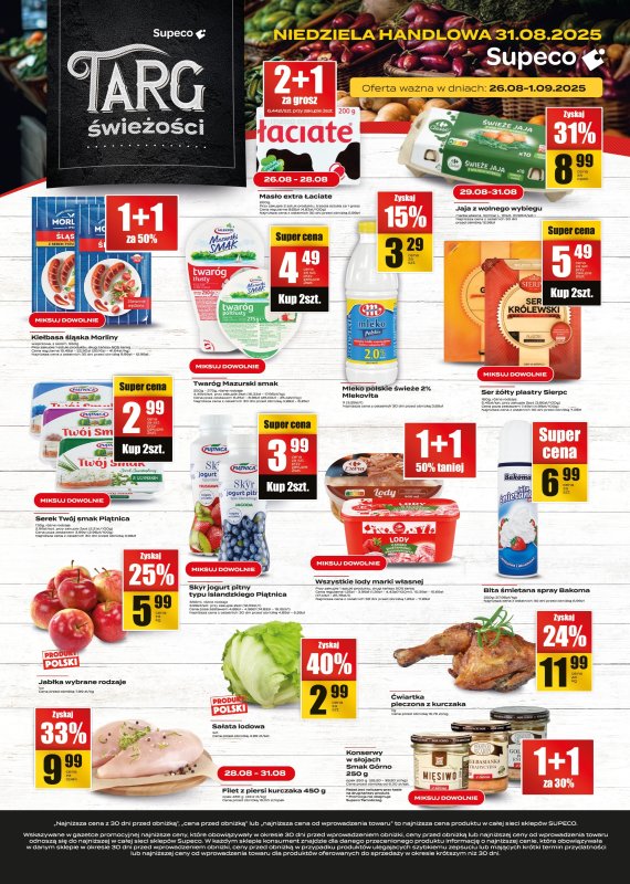 Supeco - gazetka promocyjna Targ świeżości od wtorku 26.08 do poniedziałku 01.09