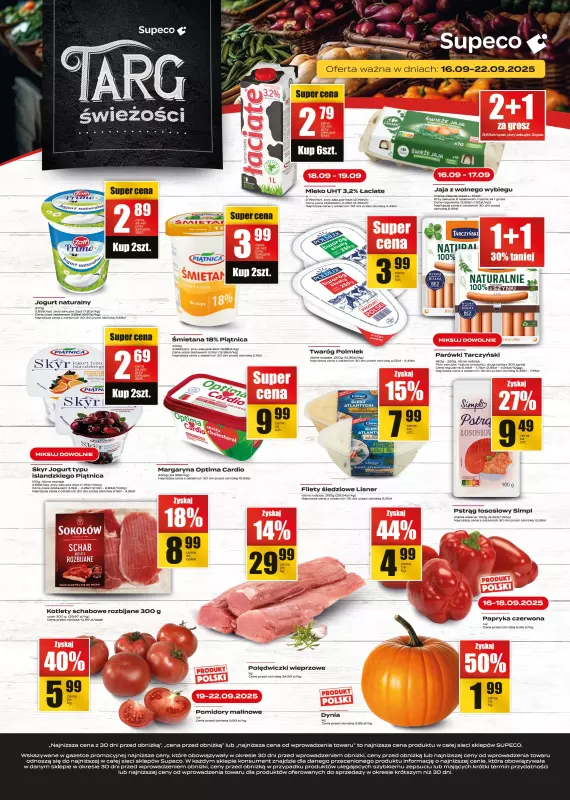 Supeco - gazetka promocyjna Targ świeżości od wtorku 16.09 do poniedziałku 22.09