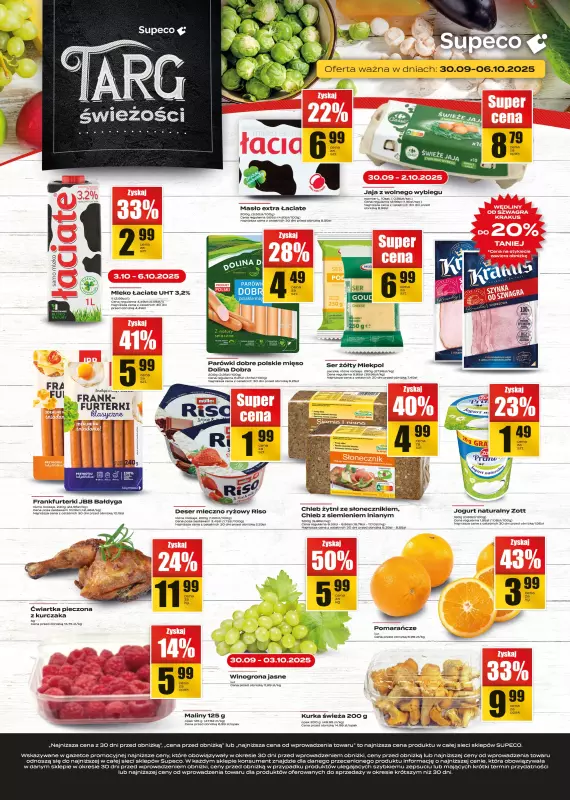 Supeco - gazetka promocyjna Targ świeżości od wtorku 30.09 do poniedziałku 06.10