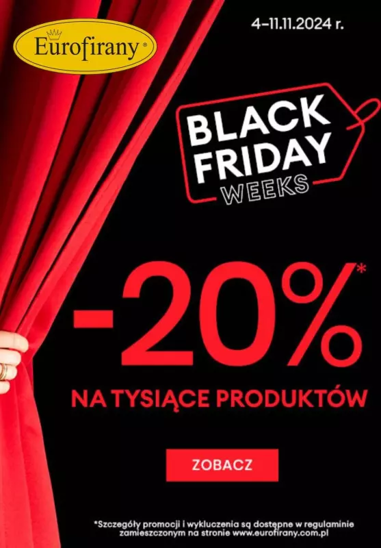 #BLACK FRIDAY - gazetka promocyjna Eurofirany | BLACK FRIDAY -20% na tysiące produktów od wtorku 05.11 do poniedziałku 11.11