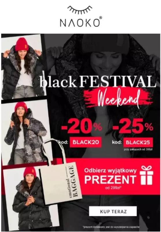 #BLACK FRIDAY - gazetka promocyjna Naoko | -20% z kodem od poniedziałku 18.11 