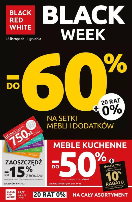 #BLACK FRIDAY - gazetka promocyjna Black Red White I Gazetka Black Week od poniedziałku 18.11 do niedzieli 01.12