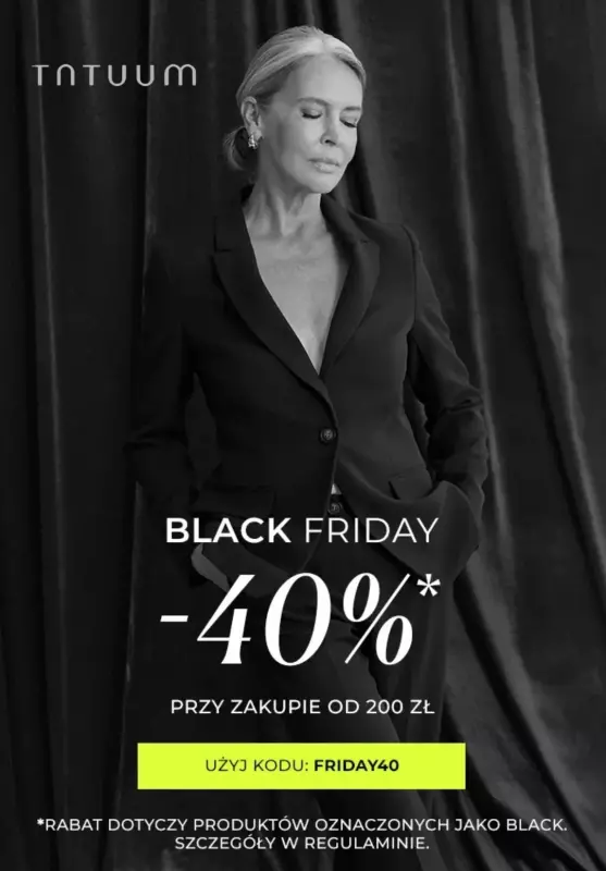 #BLACK FRIDAY - gazetka promocyjna Tatuum | -40% z kodem rabatowym od piątku 29.11 do niedzieli 01.12