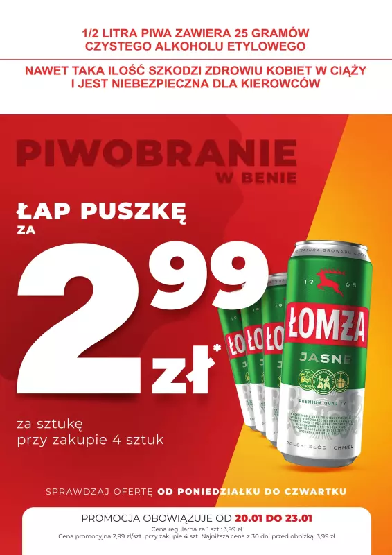 Duży Ben - gazetka promocyjna Piwobranie od poniedziałku 20.01 do czwartku 23.01