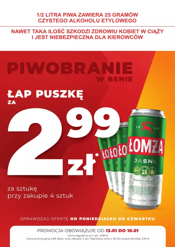 Duży Ben - gazetka promocyjna Piwobranie od poniedziałku 13.01 do czwartku 16.01