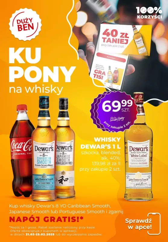 Duży Ben - gazetka promocyjna KUPONY na whisky od piątku 21.02 do wtorku 25.02