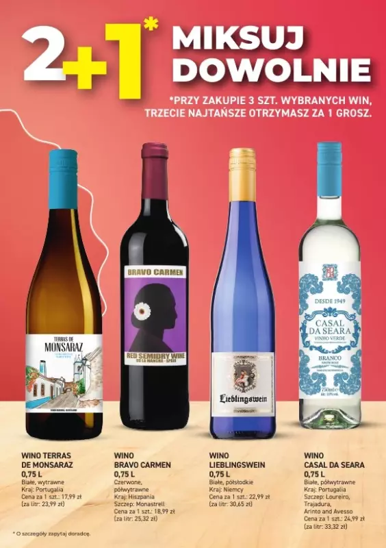 Duży Ben - gazetka promocyjna Wino 2+1 za grosz! od środy 05.03 do wtorku 25.03