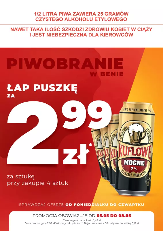 Duży Ben - gazetka promocyjna Piwobranie od poniedziałku 05.05 do czwartku 08.05