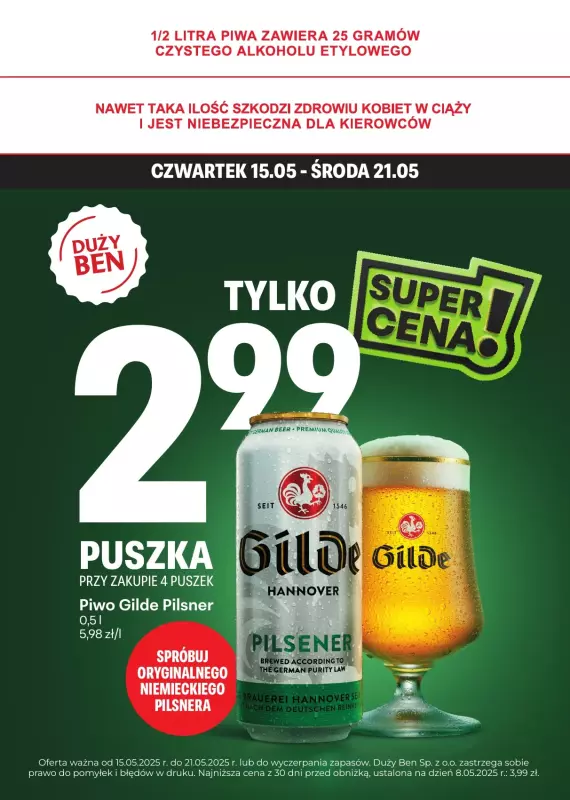 Duży Ben - gazetka promocyjna Plakat promocyjny od czwartku 15.05 do środy 21.05