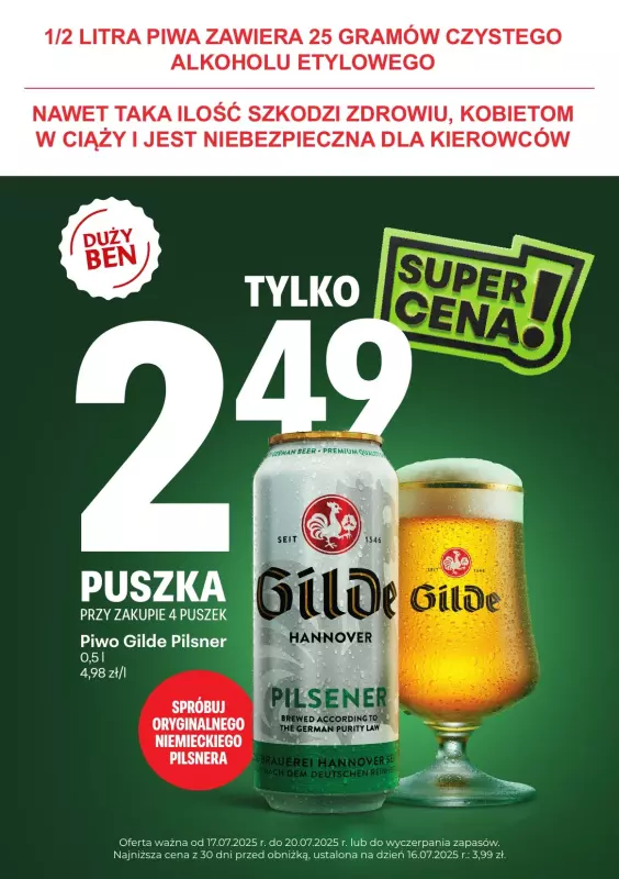 Duży Ben - gazetka promocyjna Super cena! od czwartku 17.07 do niedzieli 20.07