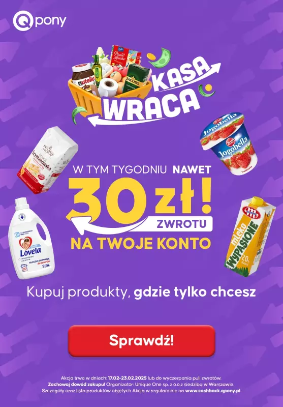 $Kasa wraca - gazetka promocyjna Sprawdź oferty od poniedziałku 17.02 do niedzieli 23.02