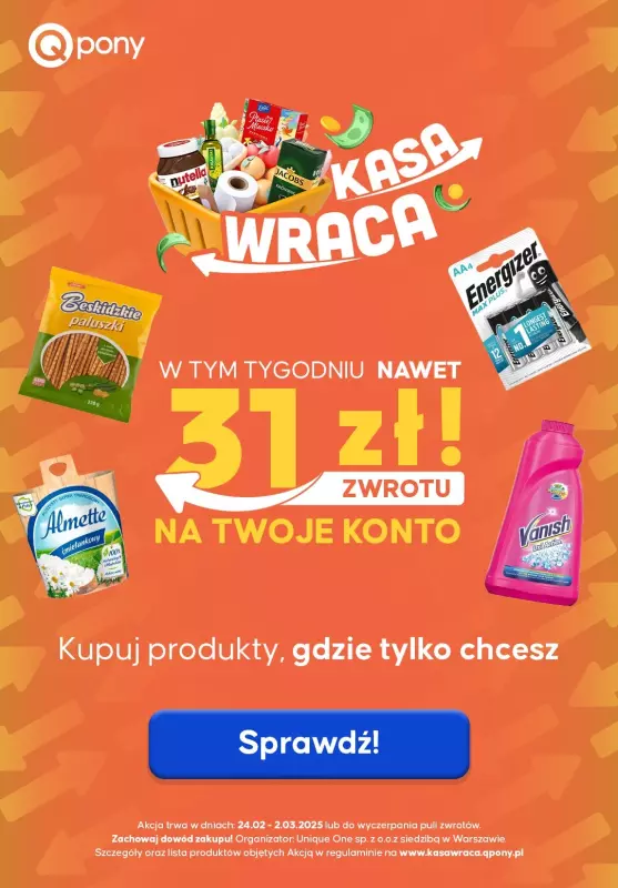 $Kasa wraca - gazetka promocyjna Gazetka Cashback od poniedziałku 24.02 do niedzieli 02.03