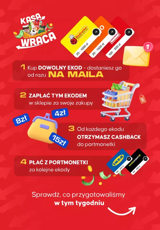 $Kasa wraca - gazetka promocyjna Kupuj karty i odbieraj zwroty! od poniedziałku 01.09 do niedzieli 07.09
