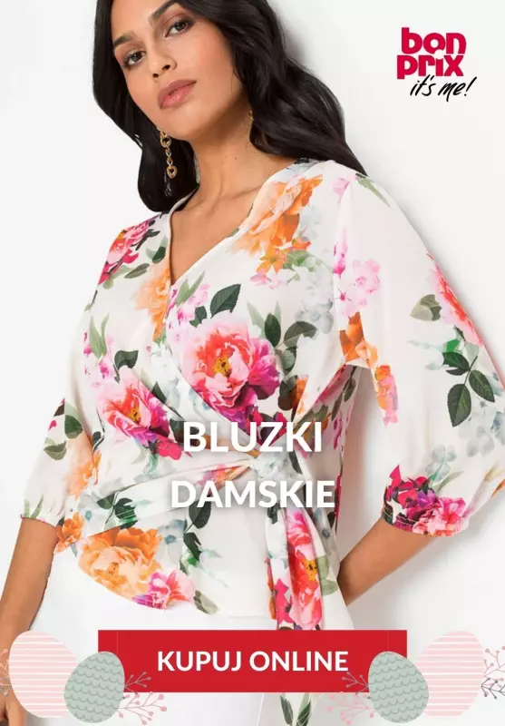 WIELKANOC 2021 - gazetka promocyjna bonprix | Od 34,99 zł bluzki damskie od poniedziałku 29.03 