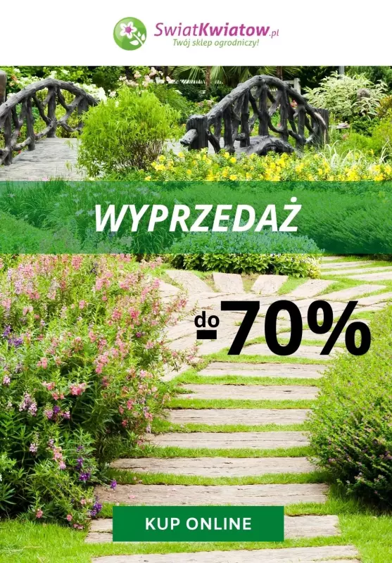 Świat Kwiatów - gazetka promocyjna Do -70% wyprzedaż od wtorku 27.04 do wtorku 04.05