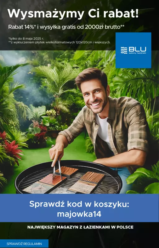 Blu Salony Łazienek - gazetka promocyjna Kod rabatowy od czwartku 01.05 do czwartku 08.05