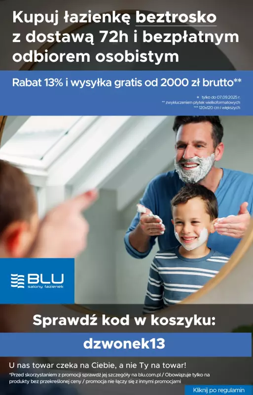 Blu Salony Łazienek - gazetka promocyjna Kod rabatowy od środy 27.08 do niedzieli 07.09
