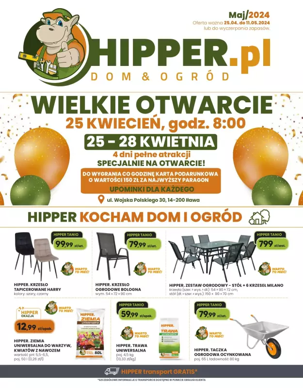 HIPPER.pl - gazetka promocyjna IŁAWA: Wielkie Otwarcie HIPPER! Już w czwartek 25.04! od czwartku 25.04 do soboty 11.05