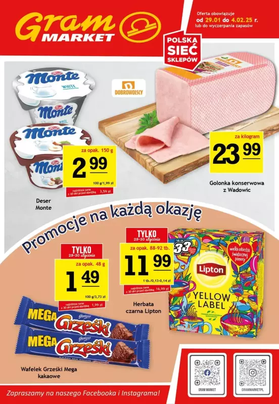 Gram Market - gazetka promocyjna Gazetka od środy 29.01 do wtorku 04.02