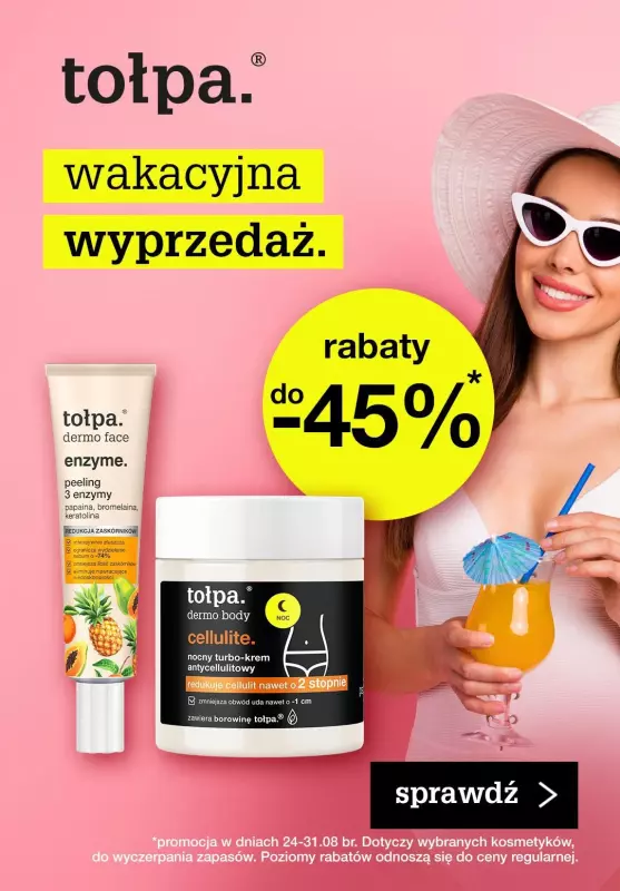 Tołpa - gazetka promocyjna Wakacyjna wyprzedaż do -45% od wtorku 29.08 do czwartku 31.08