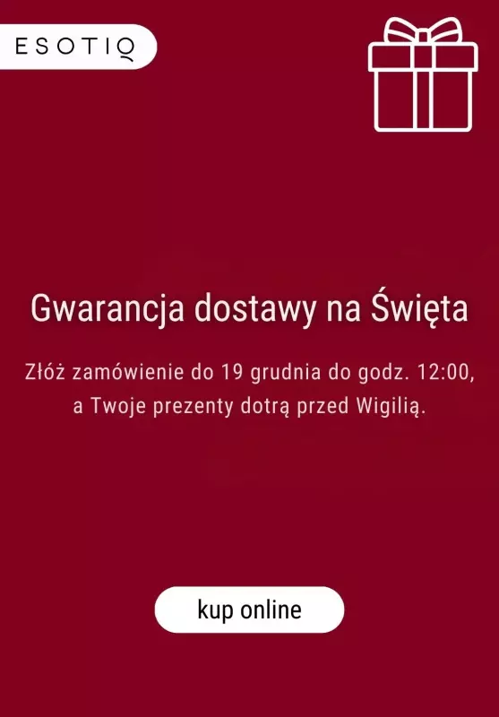 Esotiq - gazetka promocyjna Gwarancja dostawy przed świętami od środy 18.12 do czwartku 19.12