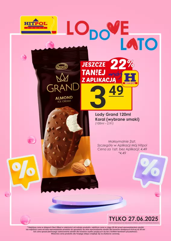 Hitpol - gazetka promocyjna LODOWE LATO! od piątku 27.06 do piątku 27.06