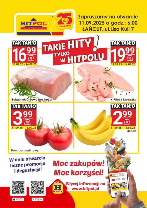 Hitpol - gazetka promocyjna Otwarcie nowych Delikatesów Hitpol - ŁAŃCUT! od czwartku 11.09 do czwartku 18.09