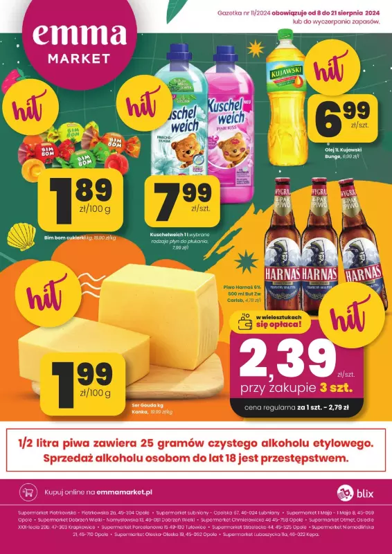 emma MARKET - gazetka promocyjna Gazetka od czwartku 08.08 do środy 21.08