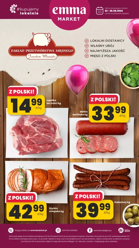 emma MARKET - gazetka promocyjna Plakat promocyjny od czwartku 22.08 do środy 28.08