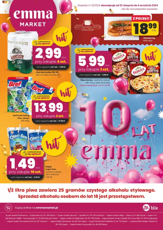 emma MARKET - gazetka promocyjna Gazetka od czwartku 22.08 do środy 04.09