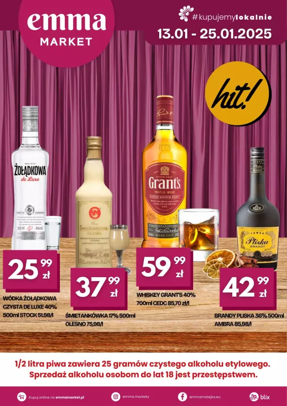 emma MARKET - gazetka promocyjna Oferta alkoholowa od poniedziałku 13.01 do soboty 25.01