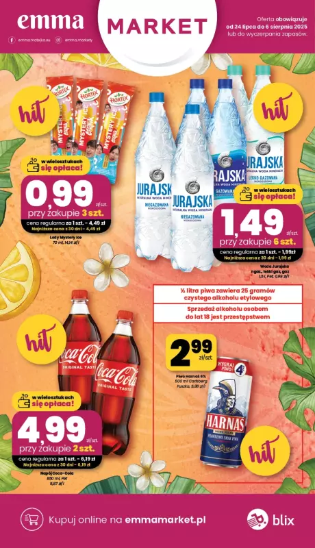 emma MARKET - gazetka promocyjna Gazetka od czwartku 24.07 do środy 06.08
