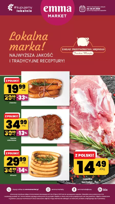 emma MARKET - gazetka promocyjna Plakaty promocyjne - Emma Delikatesy od czwartku 24.07 do środy 30.07